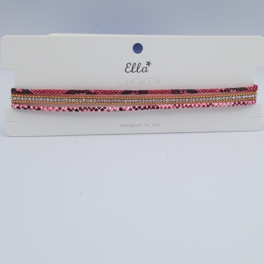 Pink Gold Rhinestone Choker
